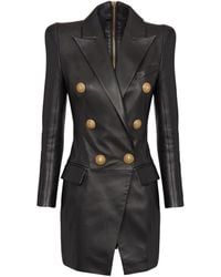 Balmain - Leather Mini Dress - Lyst