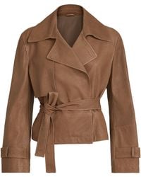 Brunello Cucinelli - Nappa Leather Cropped Trench Coat - Lyst