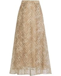Brunello Cucinelli - Silk Printed Maxi Skirt - Lyst