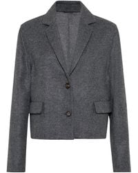 Brunello Cucinelli - Double Virgin Wool Cropped Blazer - Lyst