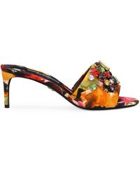 Dolce & Gabbana - Floral Embellished Heeled Mules - Lyst