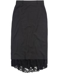 Balenciaga - Lace-trim Pinstripe Pencil Skirt - Lyst