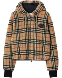 Burberry - Wool-Blend Fleece Check Hoodie - Lyst