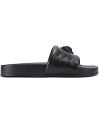 Kurt Geiger - Crocodile-Embossed Embellished Brockwell Slides - Lyst