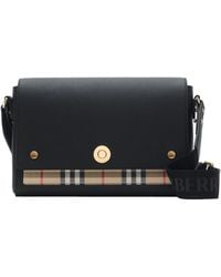 Burberry - Leather Check-Lined Cross-Body Bag - Lyst