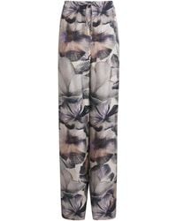Agnona - Silk Printed Wide-Leg Trousers - Lyst