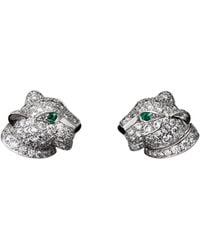 Cartier - Diamond And Emerald Panthère De Earrings - Lyst