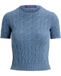 Ralph Lauren - Cashmere Cable-Knit Cropped Sweater - Lyst