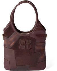 Miu Miu - Leather Patchwork Ivy Top-Handle Bag - Lyst