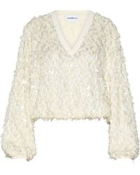 Marella - Embellished V-Neck Blouse - Lyst