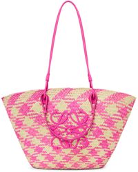 Loewe - X Paula's Ibiza Medium Checked Anagram Basket Bag - Lyst