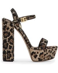 Dolce & Gabbana - Rhinestone-Embellished Platform Sandals 105 - Lyst