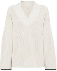 Brunello Cucinelli - Cotton English Rib Sweater - Lyst