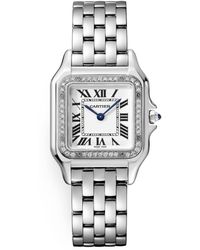 Cartier - Medium Stainless Steel And Diamond Panthère De Watch - Lyst