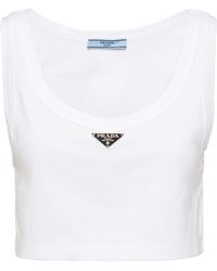 Prada - Cotton Triangle Crop Top - Lyst
