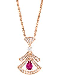 BVLGARI - Rose Gold, Diamond And Rubellite Divas' Dream Necklace - Lyst