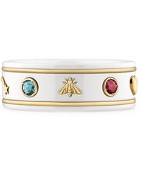 Gucci - Yellow Gold, White Zirconia And Topaz Icon Ring - Lyst