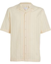 Sunspel - Embroidered Stripe Notched-collar Shirt - Lyst