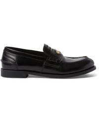 Miu Miu - Brushed-Leather Embossed Loafers - Lyst