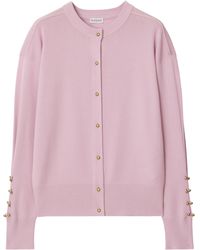 Burberry - Wool Embroidered B Crest Cardigan - Lyst