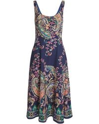 Etro - Crepe Paisley Print Midi Dress - Lyst