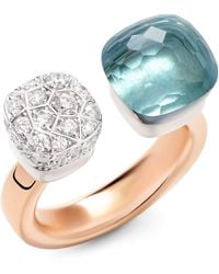 Pomellato - Mixed Diamond And Topaz Nudo Ring - Lyst
