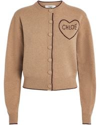Chloé - Wool-Cashmere Heart Logo Cardigan - Lyst
