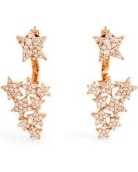 BeeGoddess - Rose Gold And Diamond Star Light Earrings - Lyst