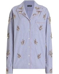 Dolce & Gabbana - Cotton-Silk Embellished Stripe Shirt - Lyst