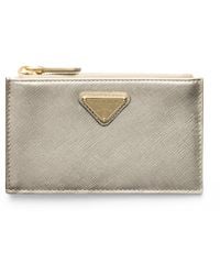 Prada - Saffiano Leather Zip-Up Card Holder - Lyst