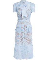 Self-Portrait - Lace Tie-Neck Midi Dress - Lyst