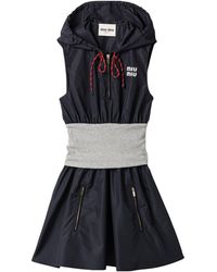 Miu Miu - Technical Hooded Mini Dress - Lyst