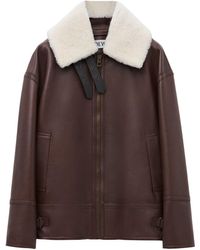 Loewe - Leather Shearling-Collar Aviator Jacket - Lyst