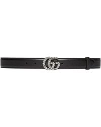 Gucci - Leather Embellished Gg Marmont Belt - Lyst