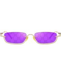 Gucci - Metal Logo Rectangular Sunglasses - Lyst