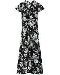 AllSaints - Floral Print Midi Dress - Lyst