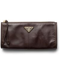 Prada - Calf Leather Logo Pouch - Lyst
