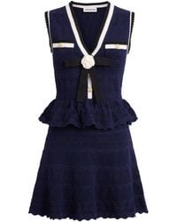 Self-Portrait - Knitted Pointelle Mini Dress - Lyst