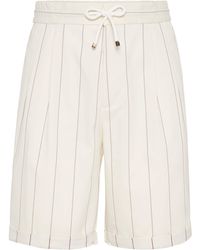 Brunello Cucinelli - Wool-Sea Island Cotton Bermuda Shorts - Lyst