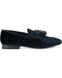 Kurt Geiger - Velvet Snake-Embossed Bedford Tassel Loafers - Lyst