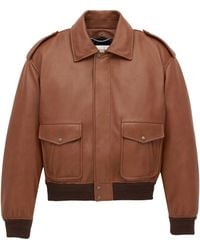 Saint Laurent - Shearling Collar Leather Jacket - Lyst