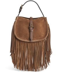 Etro - Small Suede Fringed Pony Shoulder Bag - Lyst