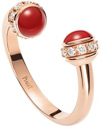 Piaget - Rose, Diamond And Carnelian Possession Open Ring - Lyst