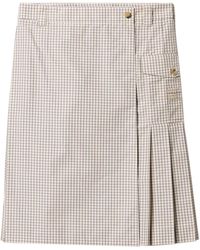 Miu Miu - Check Pleated Midi Skirt - Lyst