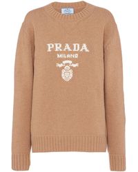 Prada - Cashmere And Wool Logo Crew-Neck Sweater - Lyst