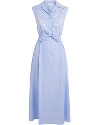 Sandro - Linen-Blend Embroidered Maxi Dress - Lyst