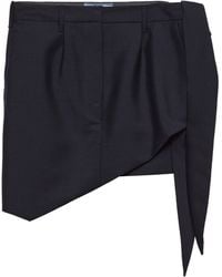 Prada - Mohair-Wool Belted Mini Skirt - Lyst