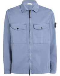 Stone Island - Stretch-Cotton Compass Logo Overshirt - Lyst