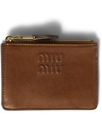 Miu Miu - Nappa Leather Embossed Card Holder - Lyst