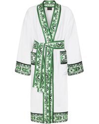 Dolce & Gabbana - Cotton Terry Printed Bathrobe - Lyst